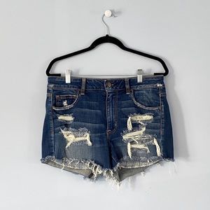 High Waisted Distressed Denim Shorts